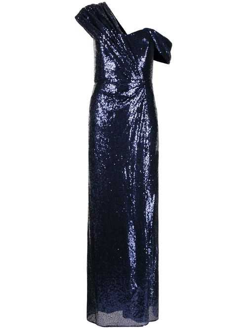 High-shine cold-shoulder midi dress - Blue