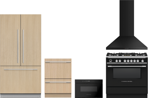 5 Piece Kitchen Appliances Package with French Door Refrigerator, Dual Fuel Range, Drawer Microwave and Dishwasher in Panel Ready FPKAPAK