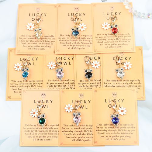TEMU 10pcs Set Of Cute Metal Owl Keychains With Pocket Hug Cards, Cartoon Animal Pendants, Best Homecoming Gifts, Friendship Gifts, Birthday Gift