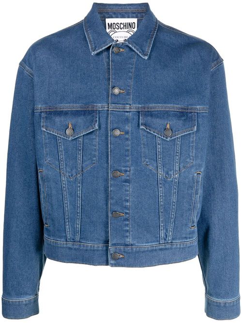 Logo-embroidered denim jacket - Blue