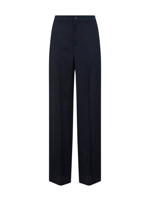 Silk-Viscose Jacquard Trousers — Navy