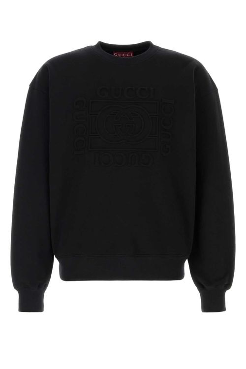 Logo-Embossed Cotton Sweatshirt — Black