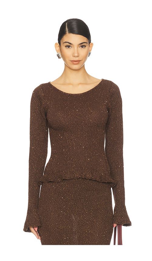 ASTA RESORT Michaela Longsleeve Top in Chocolate. - S also in L