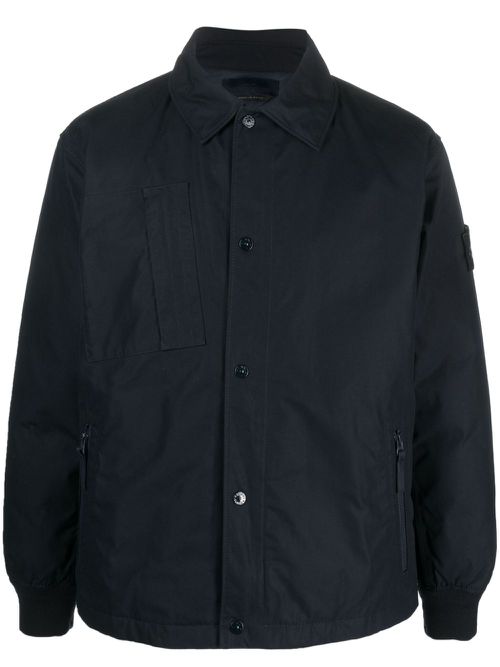 Compass-patch down shirt jacket - Blue