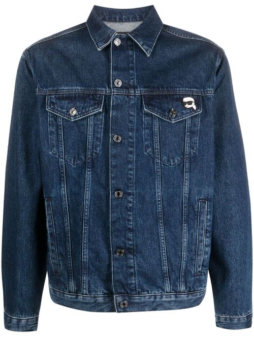Logo-patch denim jacket - Blue