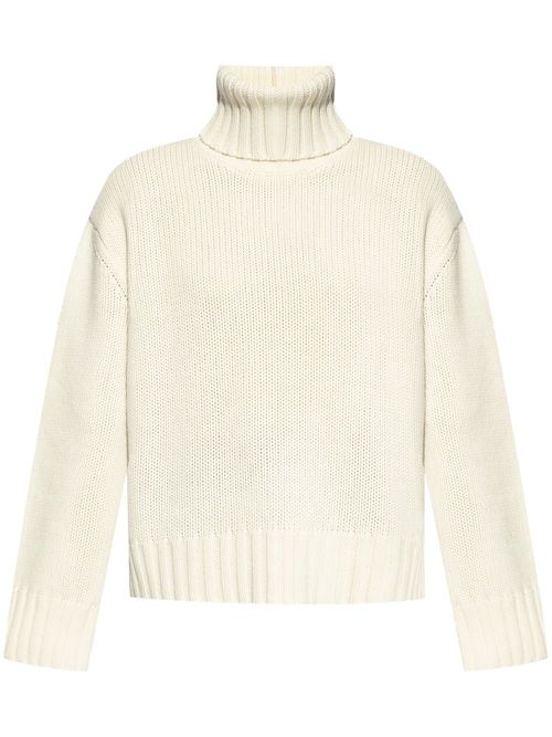 High neck ribbed top - Neutrals