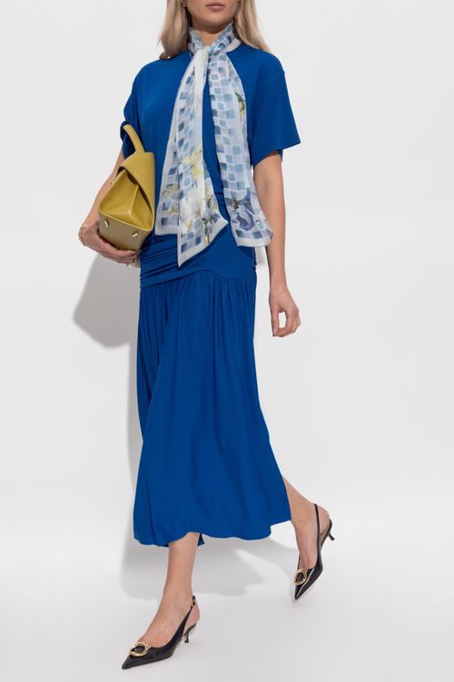Dress With Draping, Women's, Blue