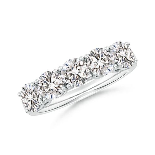 Angara 2.35 Carats Prong-Set Round Diamond Five Stone Wedding Ring in 14K White Gold