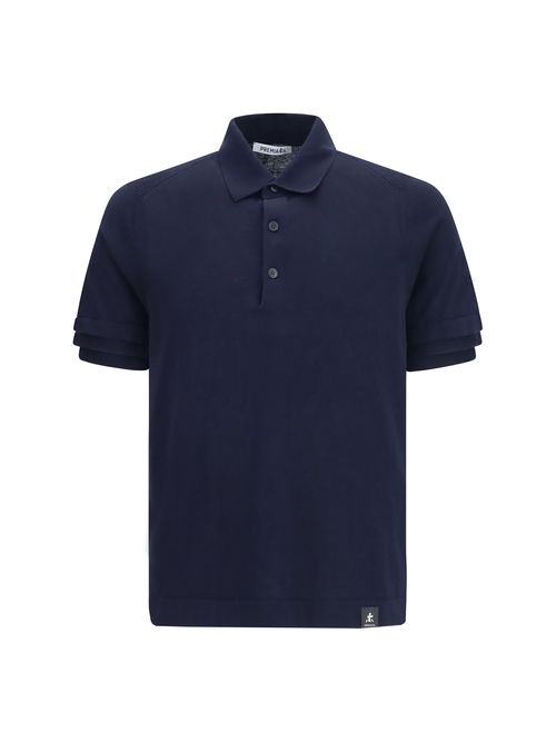 Cotton Ribbed-Collar Polo Shirt — Navy