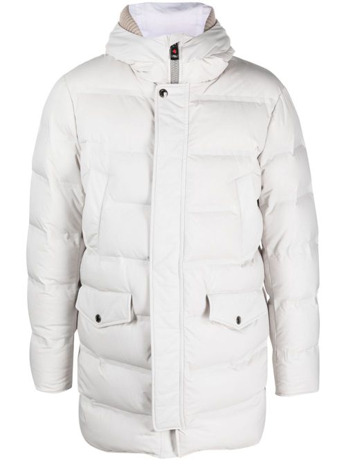 Zip-up hooded padded coat - Grey