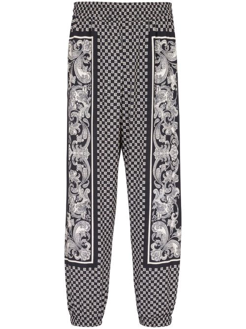 Monigram-print elasticated-waistband track pants - Black