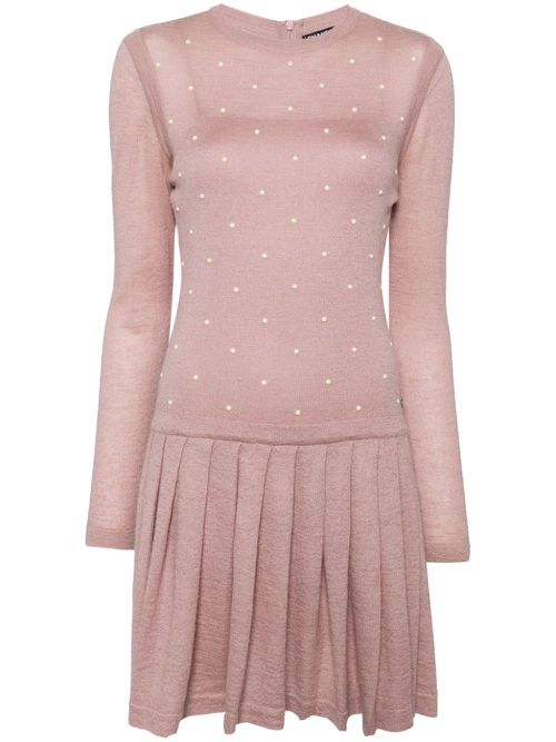 2000s pearl-embellished knitted dress - Pink