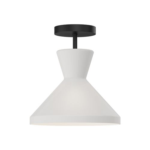 Betty 1-Light Semi-Flush Mount in Matte Black with Opal Gla