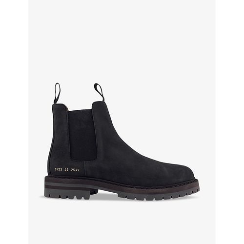 Mens Black Suede Winter Elasticated-panel Suede Chelsea Ankle Boots