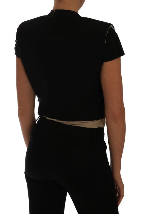 Virgin Wool Double-Breasted Cropped Blazer — Black