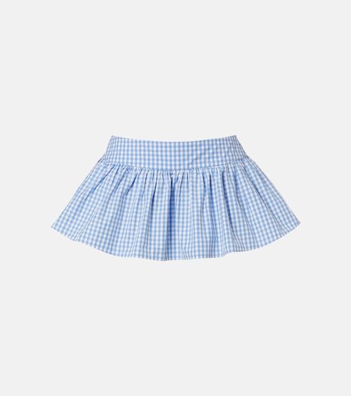 Gathered gingham cotton skort