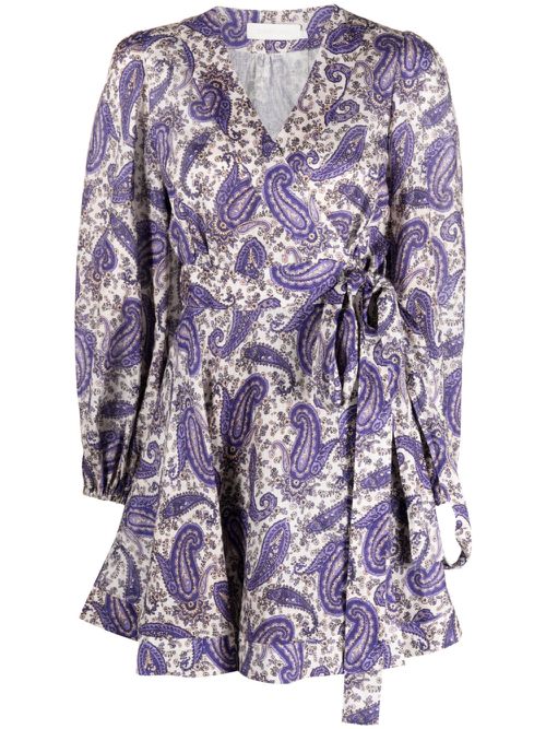 Devi paisley-print wrap dress - Neutrals
