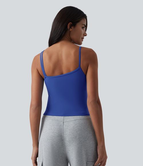Débardeur casual SoftlyZero™ Plush à encolure asymétrique avec soutien-gorge intégré - Lotus Blue