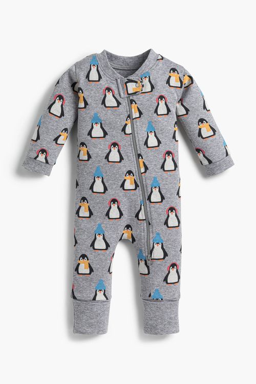 One-Piece Baby Pajamas In Bundled Up Penguins | Toddler | : 2T | Unisex Boy Or Girl - Monica + Andy Organic Toddler Clothing