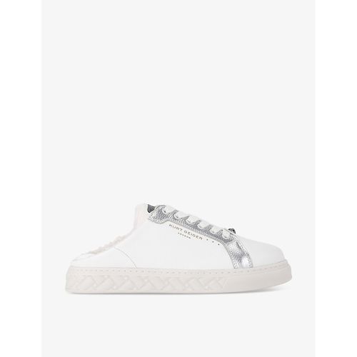 Womens Silver Com Kensington Backless Leather Trainer Mules