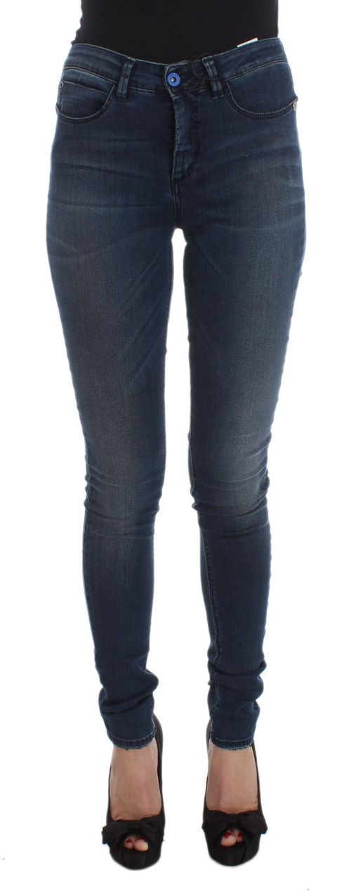 Cotton Blend Slim Fit Jeans — Blue