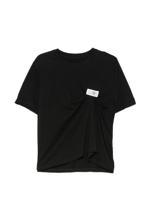 Jersey Gathered Detailing T-Shirt — Black