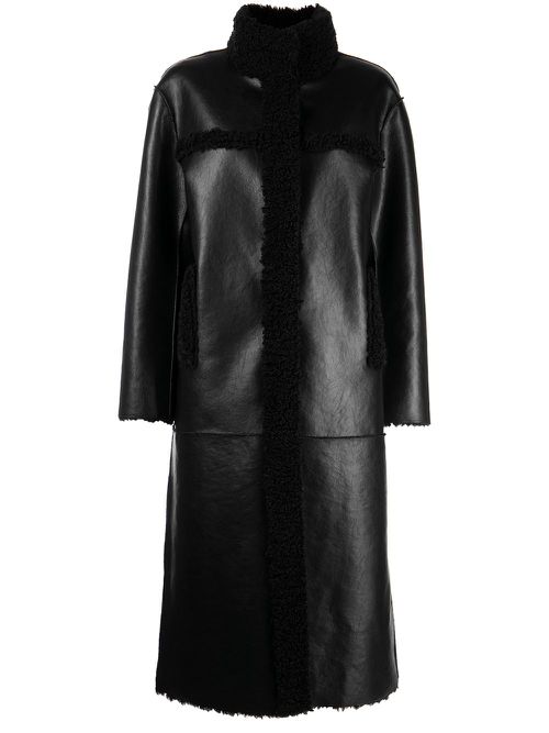 Noir reversible faux-shearling coat - Black
