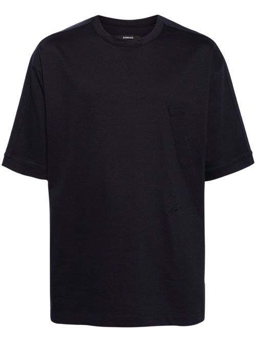 Logo-embroidered cotton T-shirt - Blue