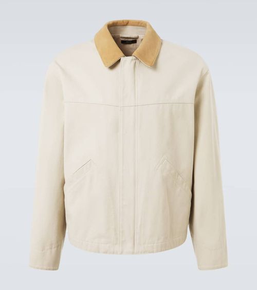 Suede-trimmed cotton canvas jacket