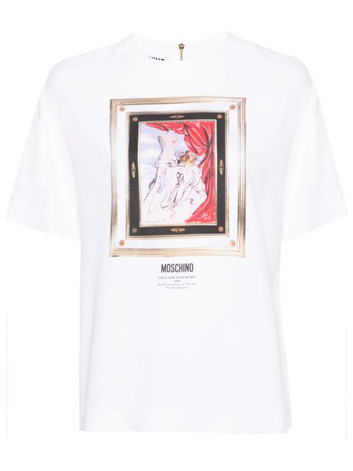 Painting-print crepe blouse - White