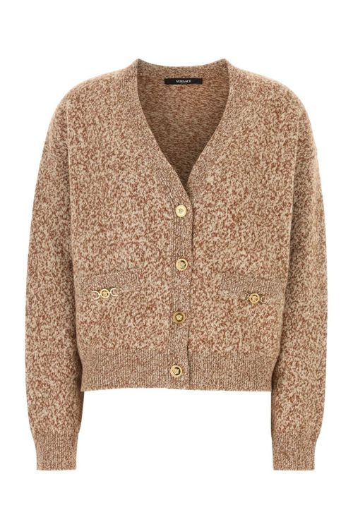 Brown Two-tone Wool Blend Cardigan