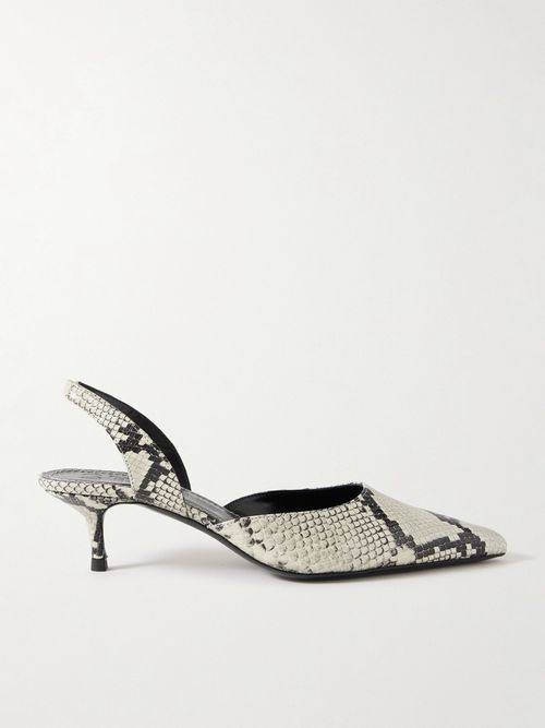 Sebastian Snake-effect Leather Slingback Pumps - Animal print