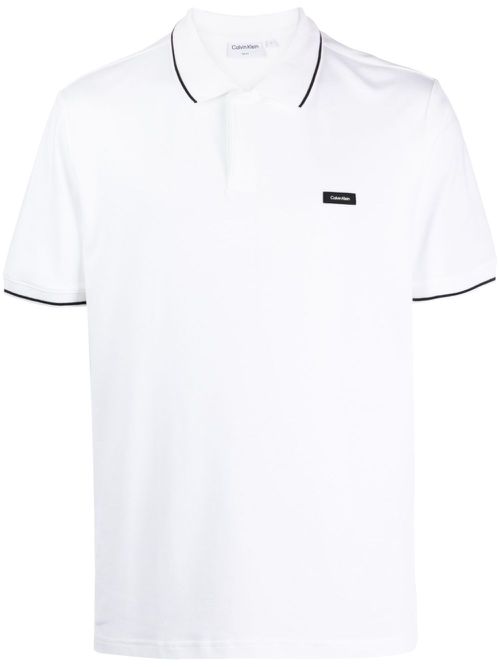 Logo-appliqué short-sleeve polo shirt - White