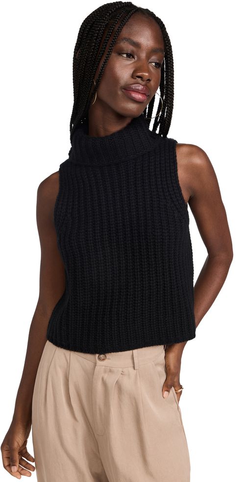 Saige Cropped Cashmere Sweater Black