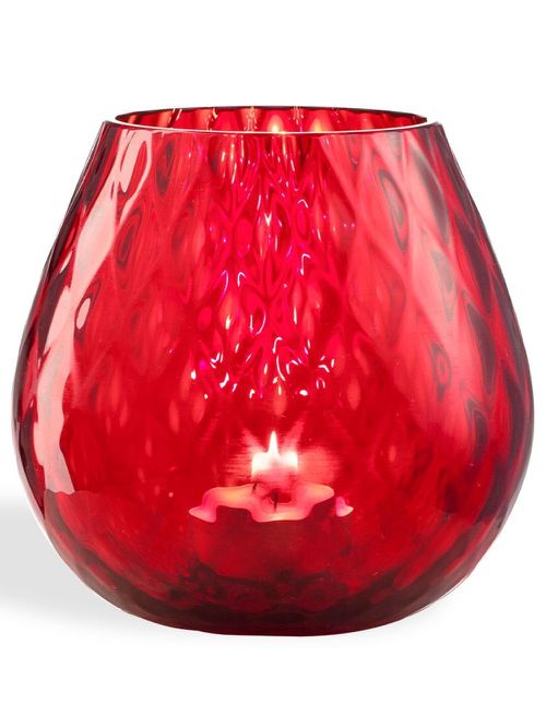 Glass candle holder - Red
