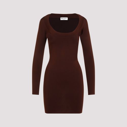 Décolleté Long-Sleeved Knitted Dress