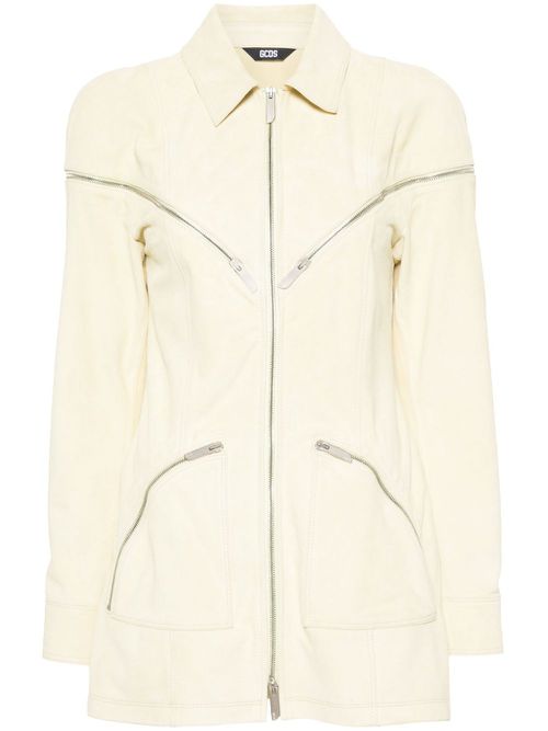 All-around-zip suede jacket - Yellow