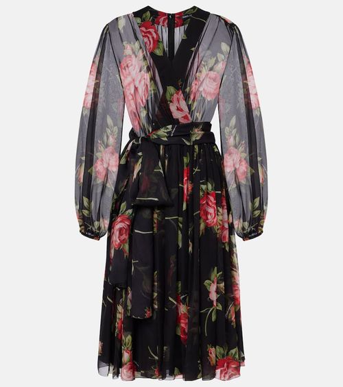 Floral silk midi dress