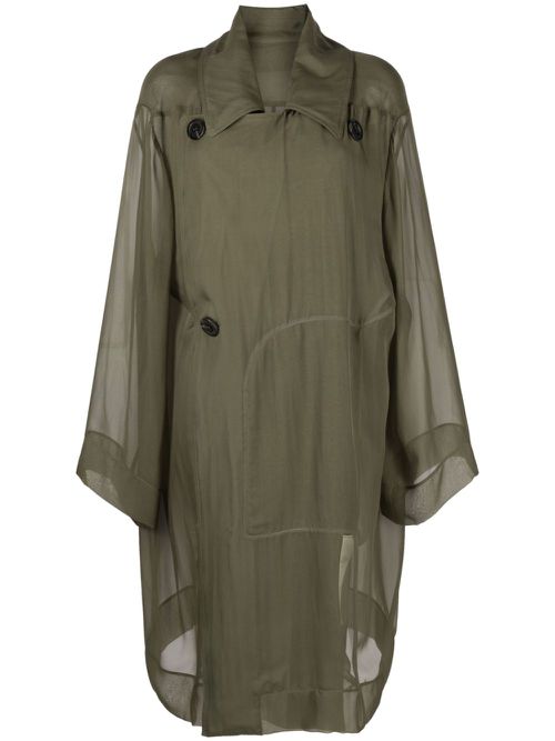 Sheer silk trench coat - Green