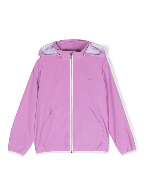 Zip-up hooded bomber jacket