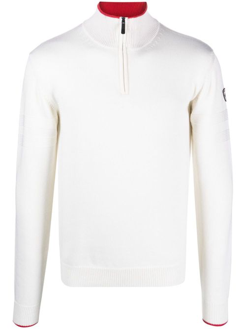 Half-zip merino knitted jumper - White