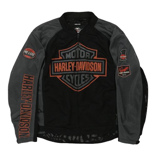 Harley Davidson Spellout Jacket - Black Cotton Blend