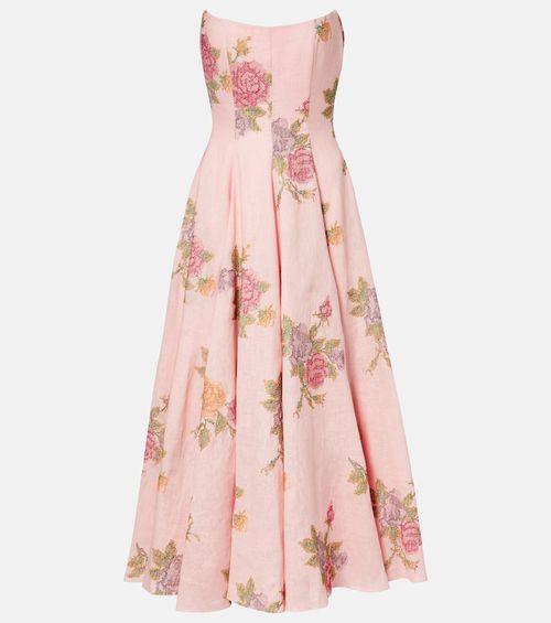 Floral linen corset dress