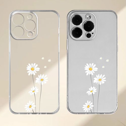 TEMU Daisies Pattern Uv Printing Phone Cover 360 Degree Full Protection For Iphone 11 12 13 14 Pro Max 15 X/ 8 Plus Se Mini For Smartphone