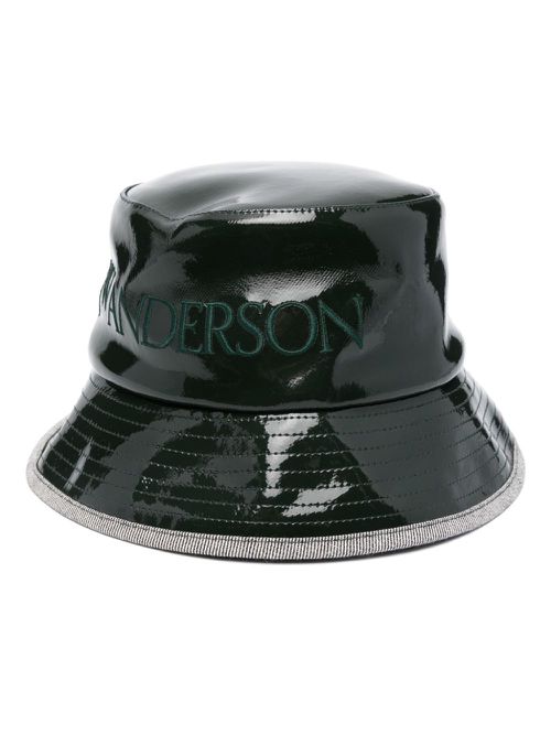 Logo-embroidered coated bucket hat - Green