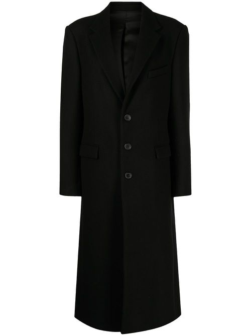 Single-breasted wool coat - Black