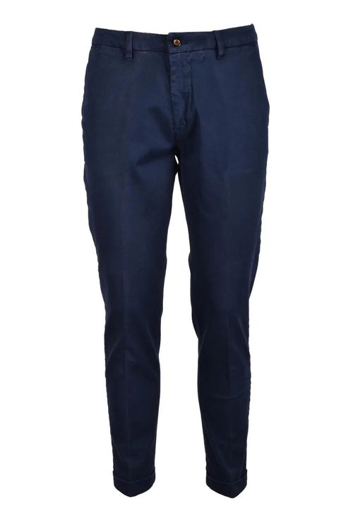 Slim-Fit Blue Trousers With Tapered Leg And Subtle Sheen