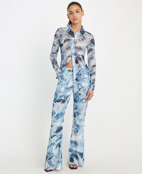 Women's Button-Up Top, Regular & Plus Size - Blue Angel Print