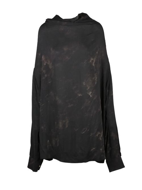 Black Viscose Fold Blouse