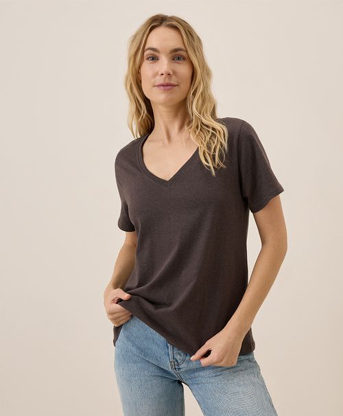 Women's Chocolate Heather Softspun V-Neck Tee